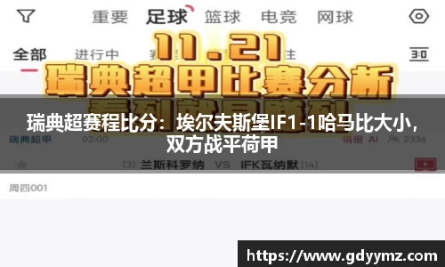 瑞典超赛程比分：埃尔夫斯堡IF1-1哈马比大小，双方战平荷甲
