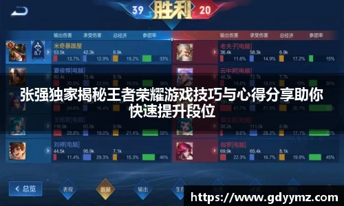 张强独家揭秘王者荣耀游戏技巧与心得分享助你快速提升段位